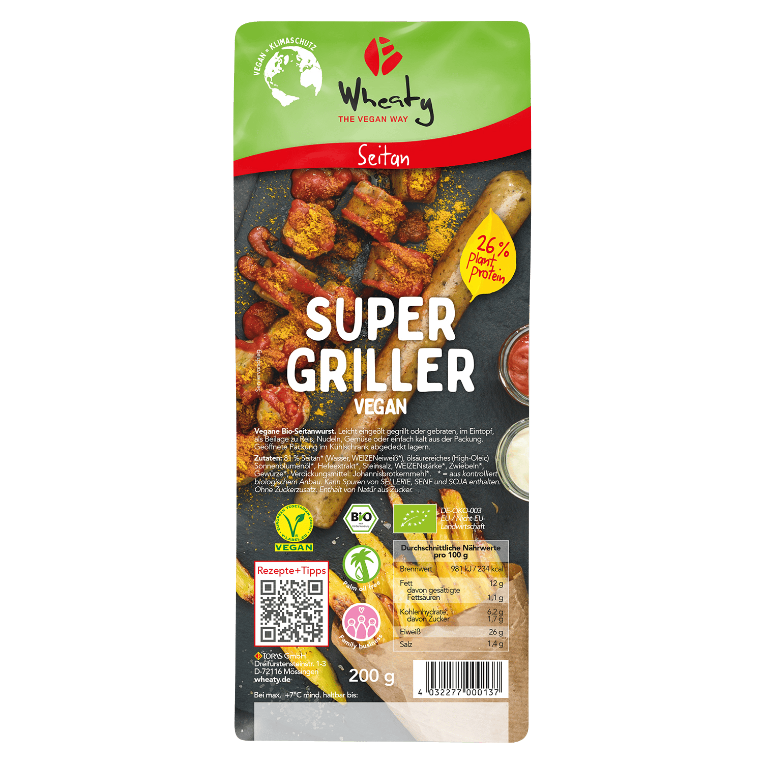 Super Griller Vegan, BIO, 200g