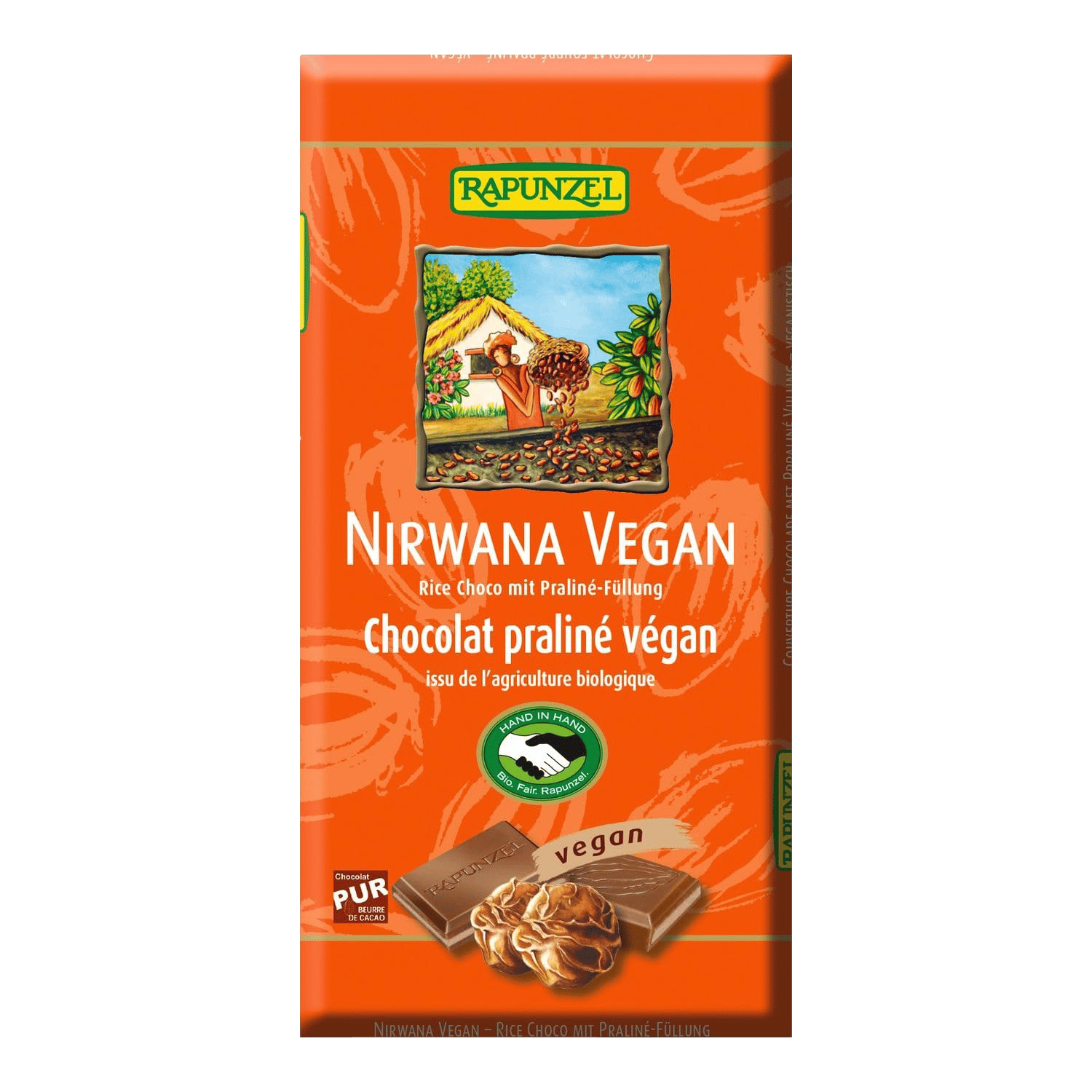 Nirwana Vegan mit Praliné-Füllung, BIO, 100g