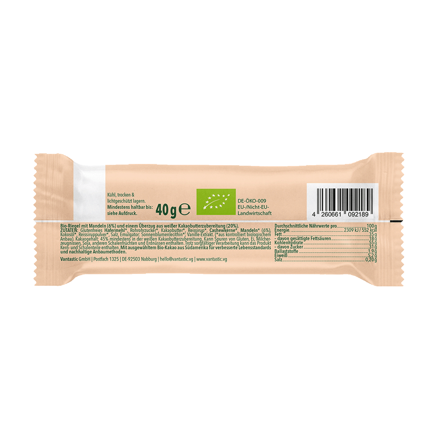 Almond Choc Bar, Organic, 40g