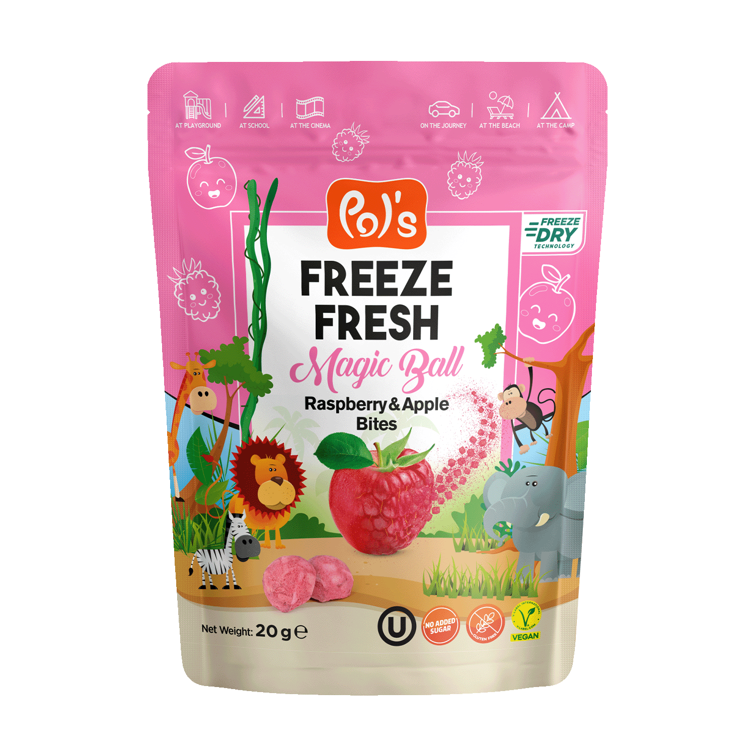 Gefriergetrocknete Himbeere Apfel & Himbeere Fruit Bites, 20g