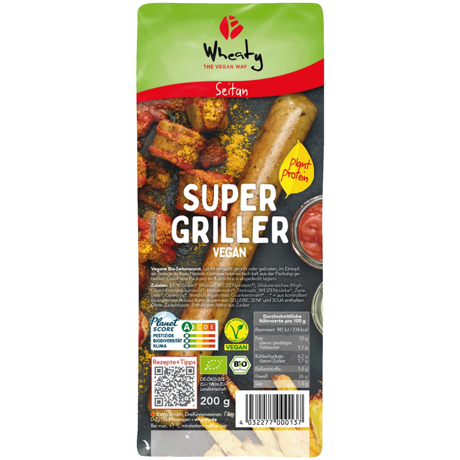 Super Griller Vegan, BIO, 200g