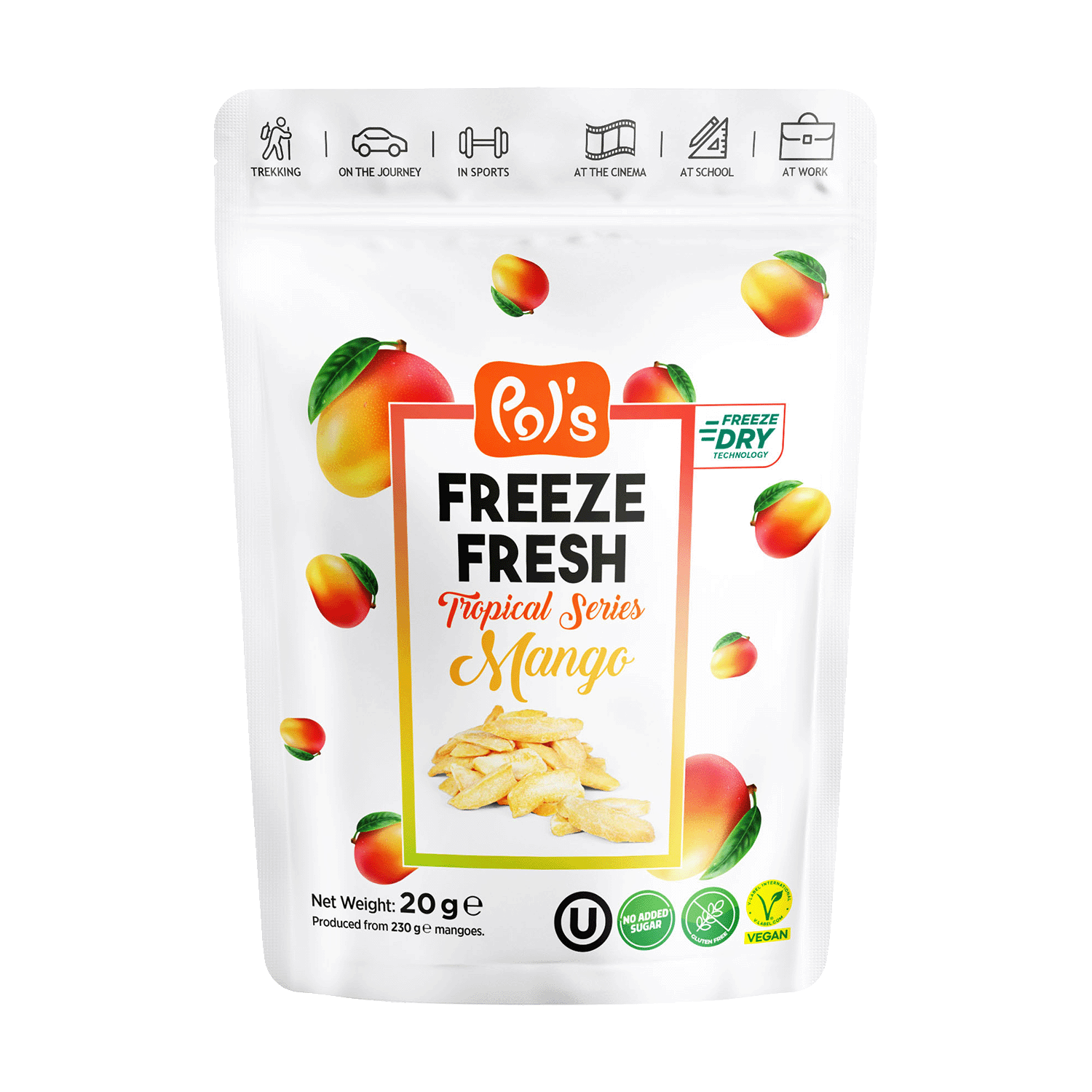 freeze-dried mango fruit chips, 20g