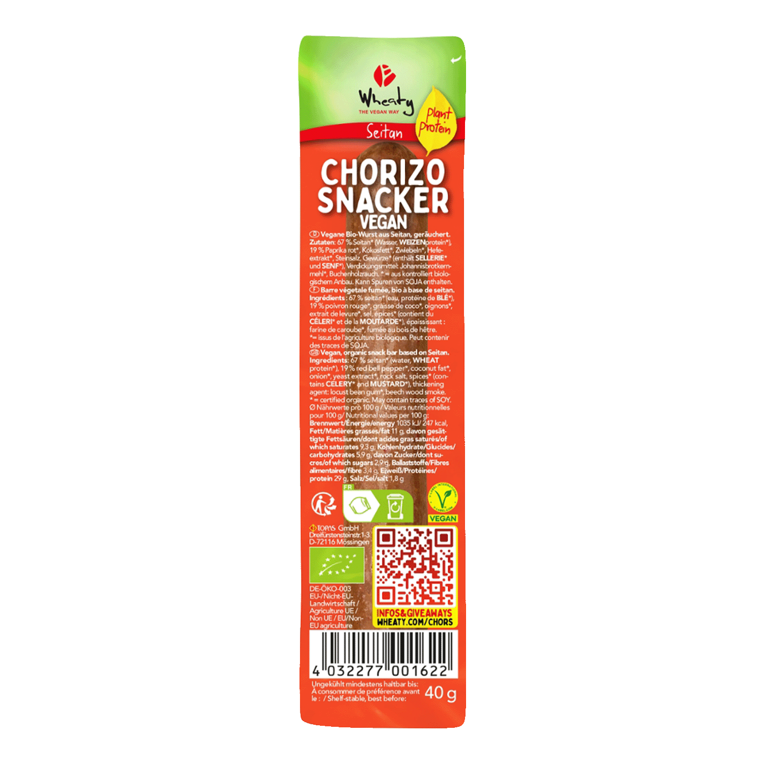 Snacker Chorizo, BIO, 40g