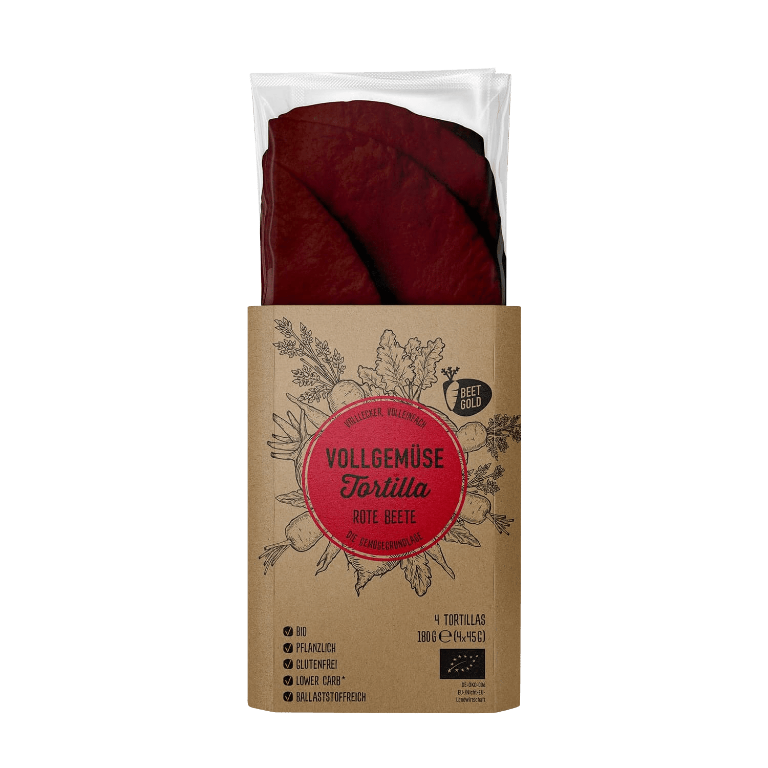 Full Vegetables Tortilla Beetroot (4 Pices), Organic, 180g
