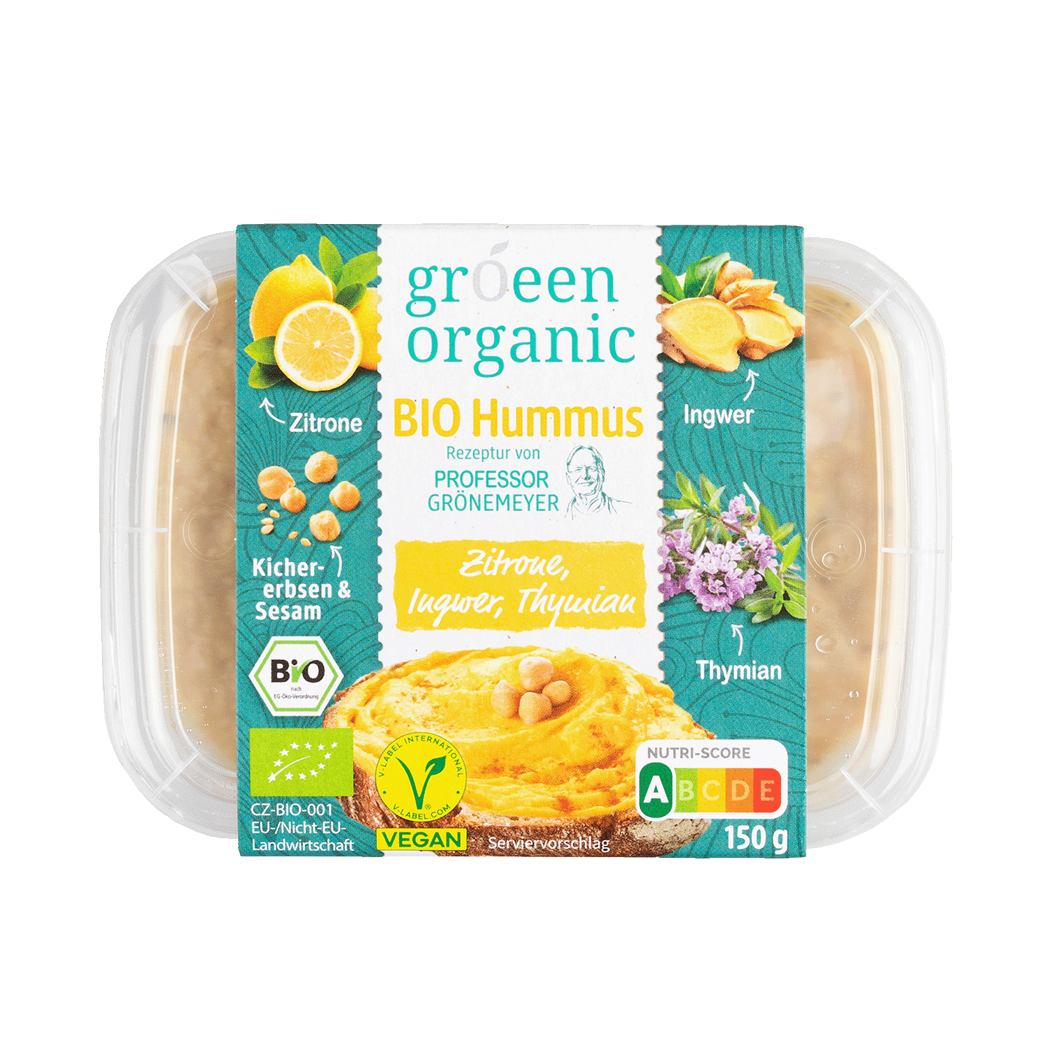 Hummus Lemon Ginger Thyme, Organic, 150g