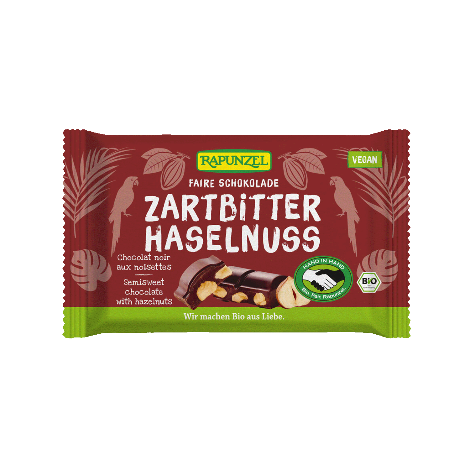 Zartbitter Schokolade 60% Kakao mit Haselnuss, BIO, 100g