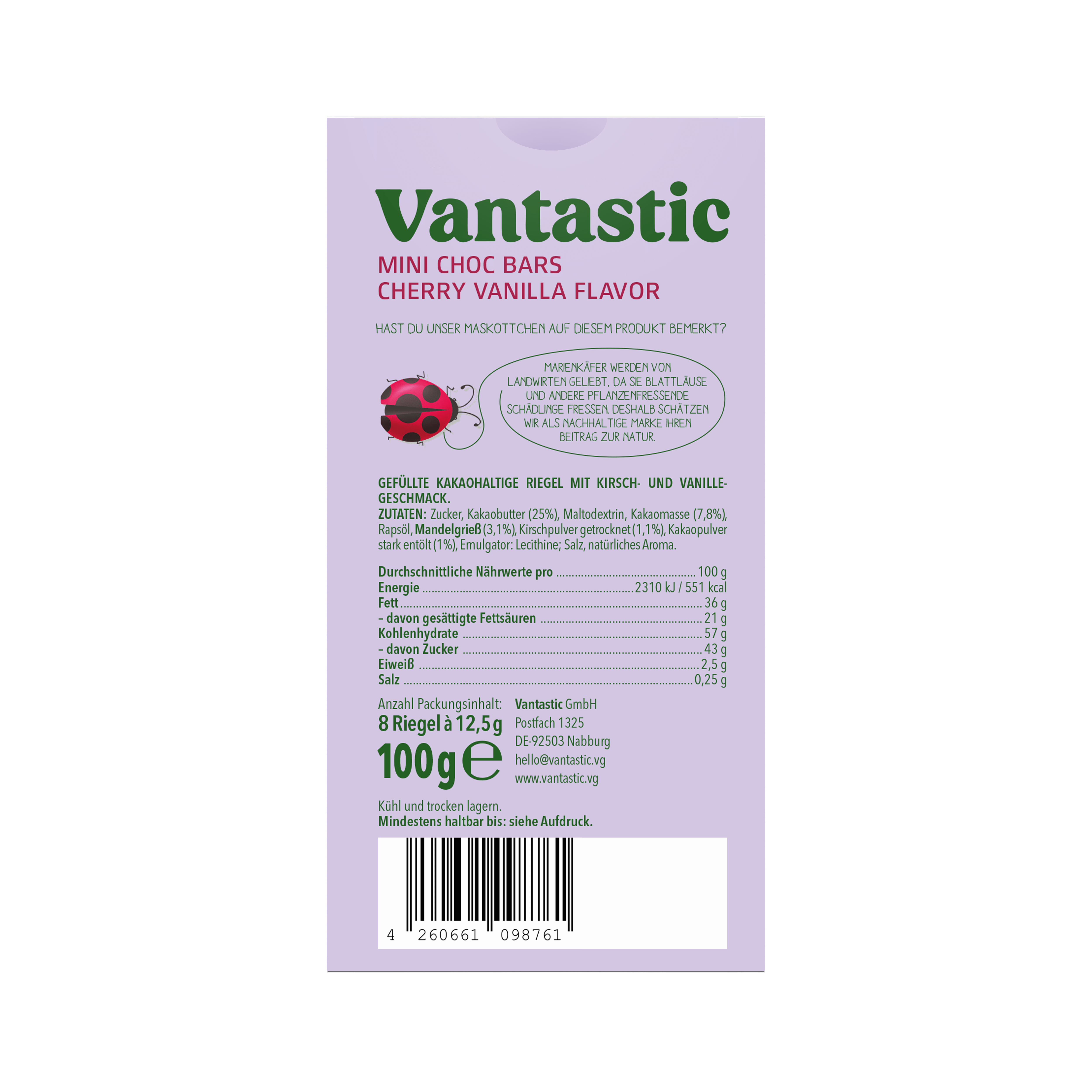 Vantastic Mini Choc Bars Cherry Vanilla Flavor