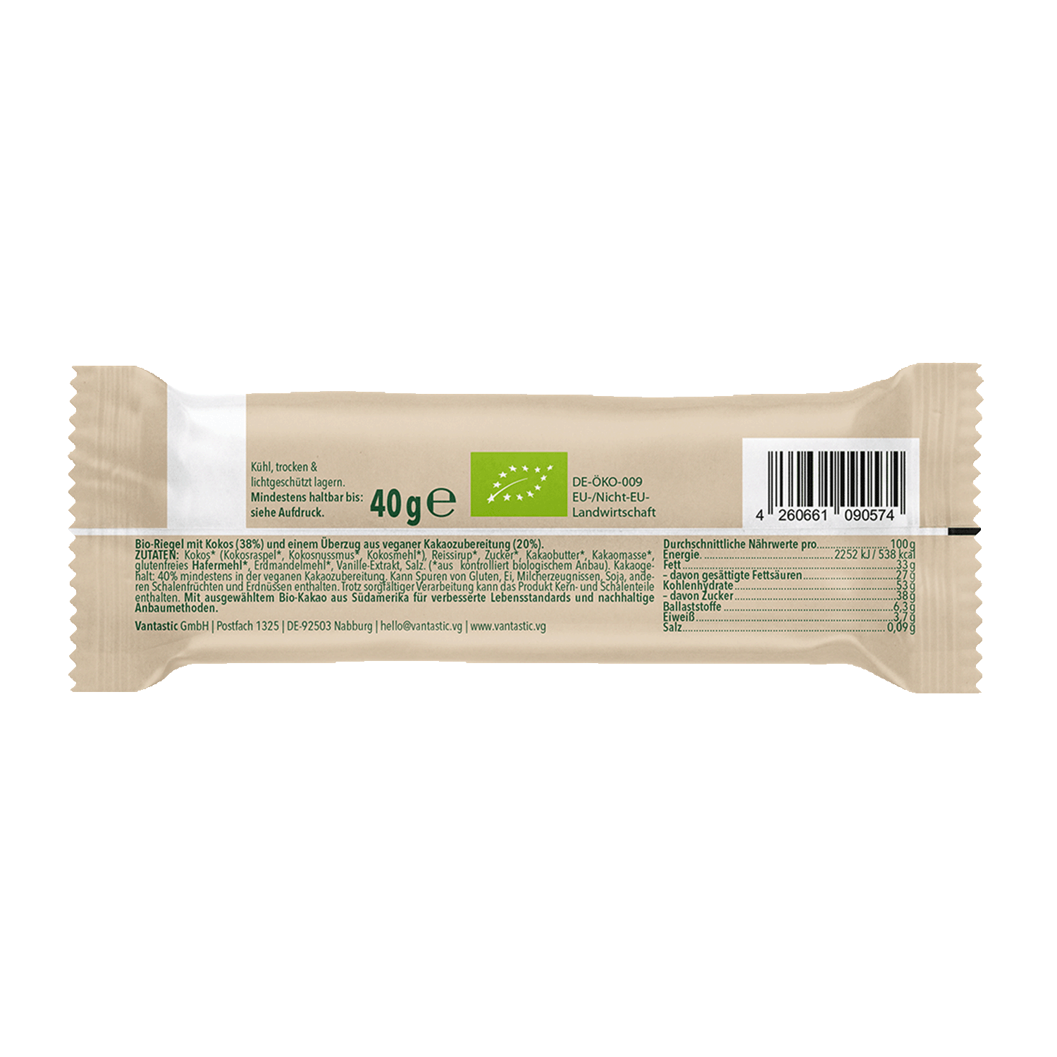 Coconut Choc Bar, Organic, 40g