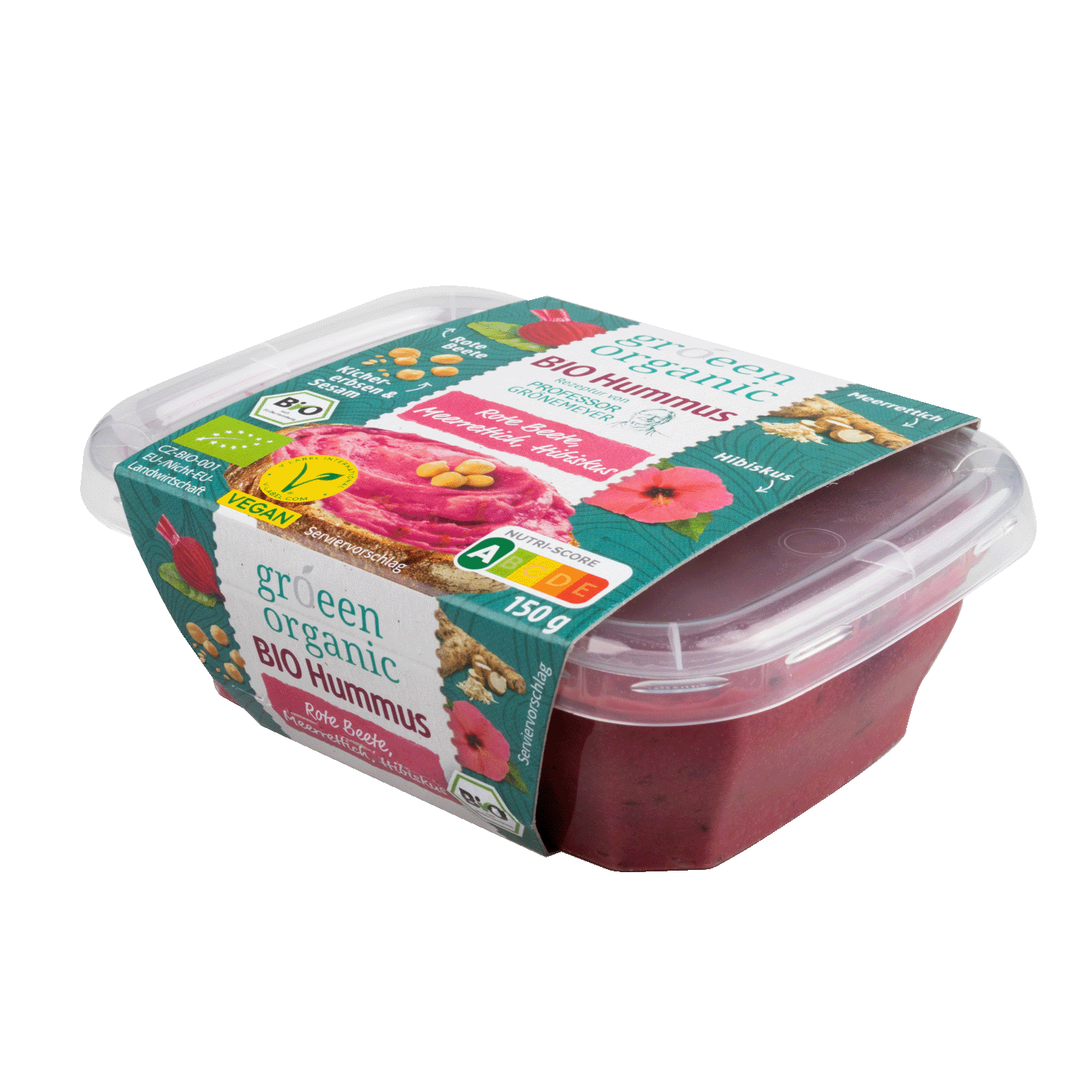 Hummus Beetroot Horseradish Hibiscus, Organic, 150g