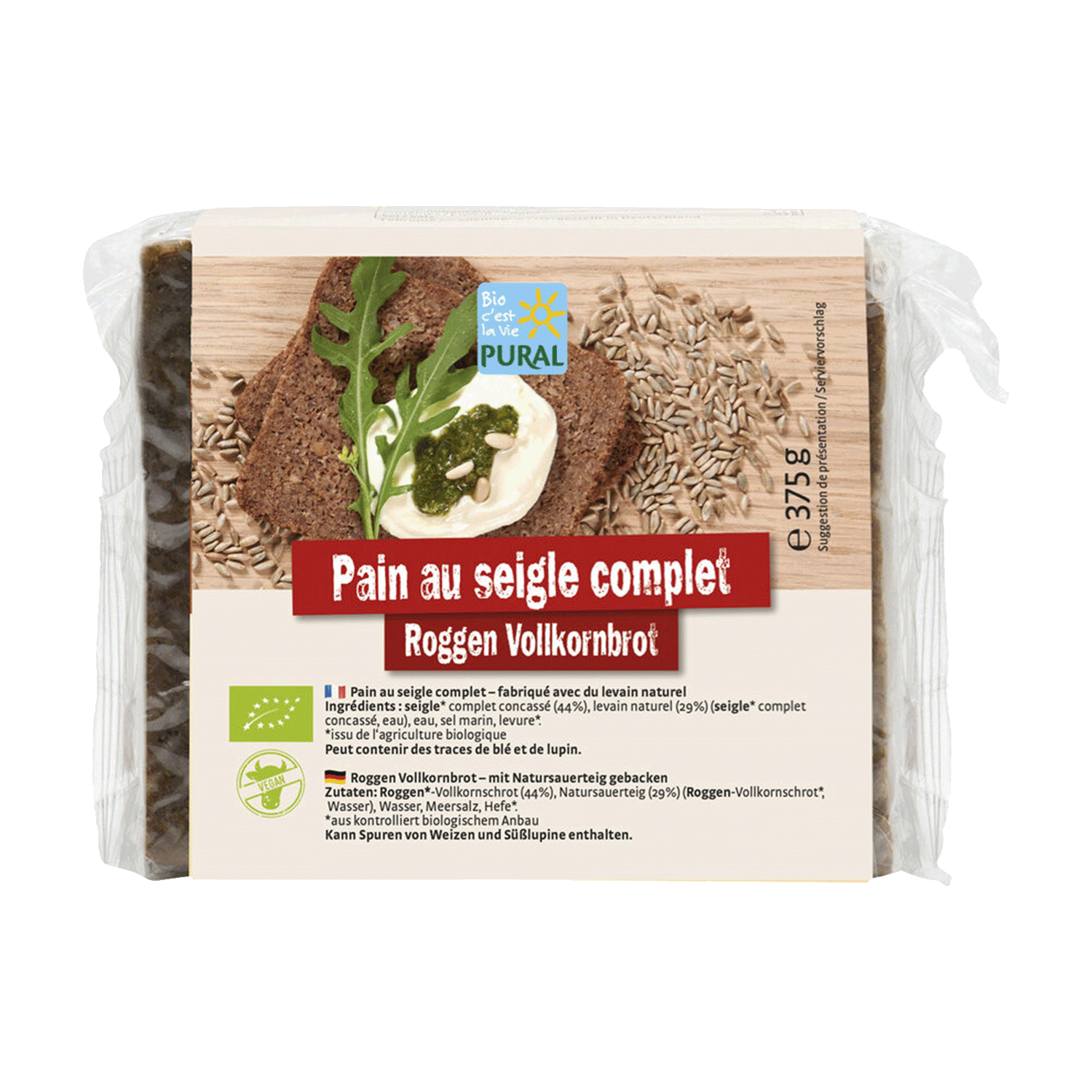 Rye Wholemeal Bread, Organic, 375g
