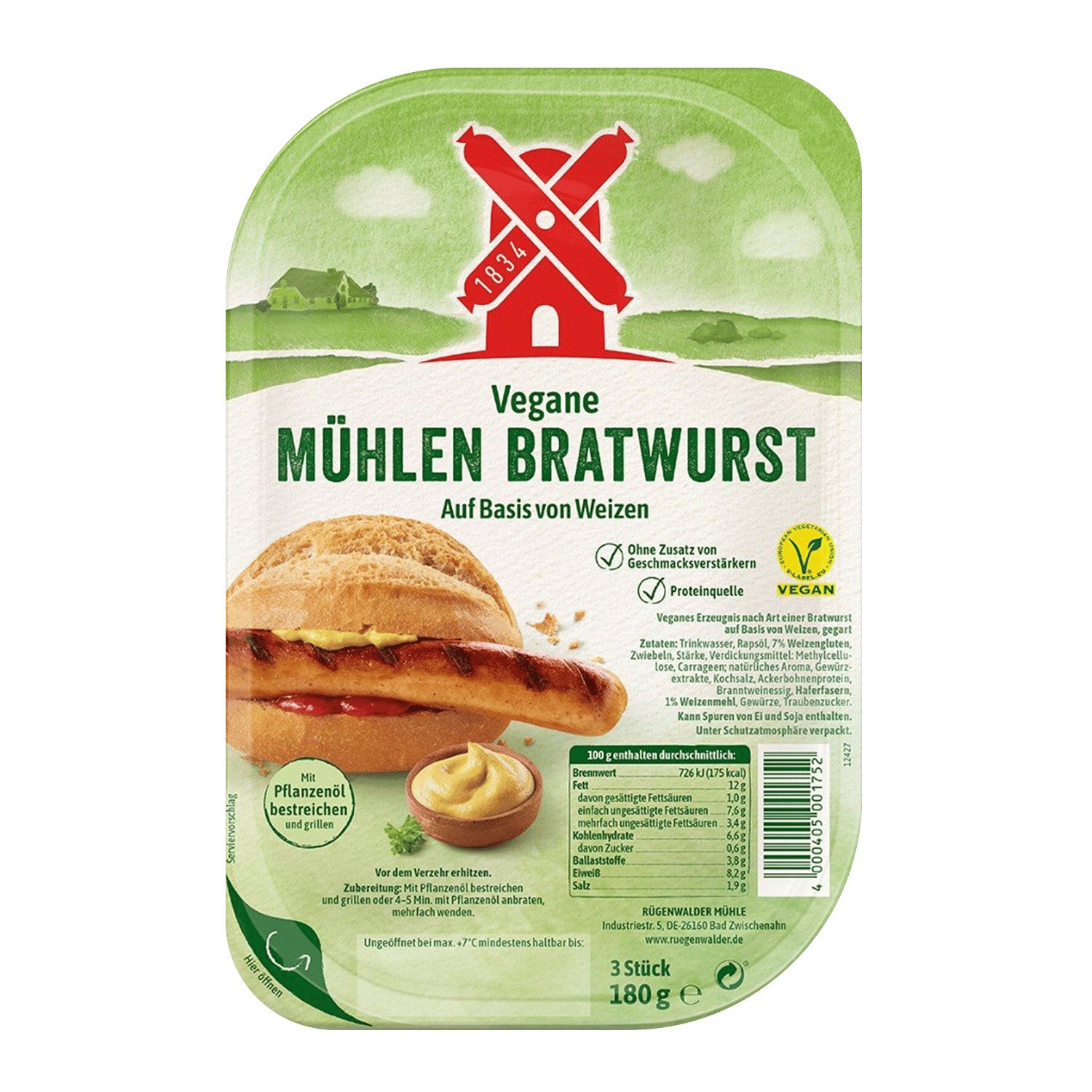 Vegane Mühlen Bratwurst, 180g