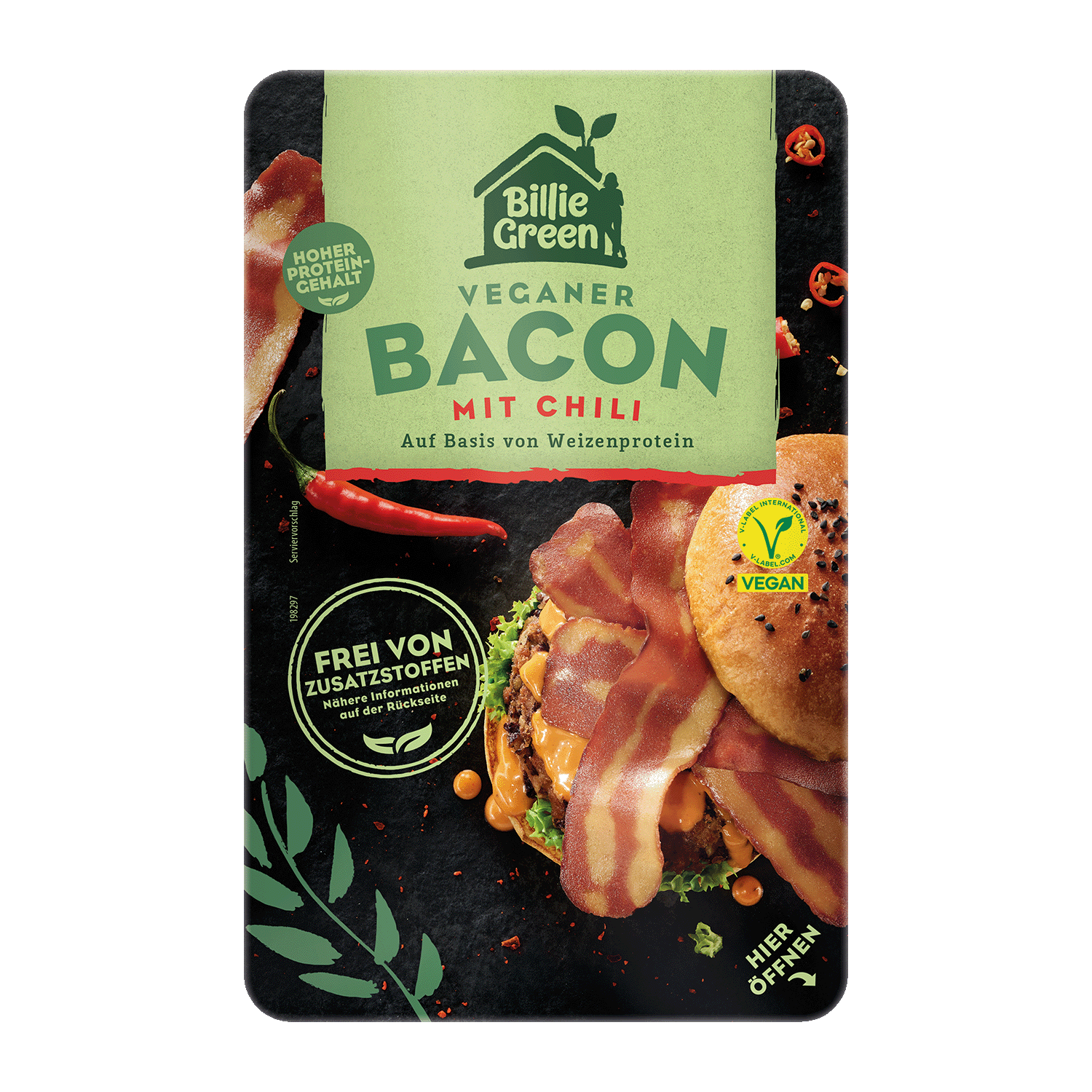 Veganer Bacon mit Chili, 90g