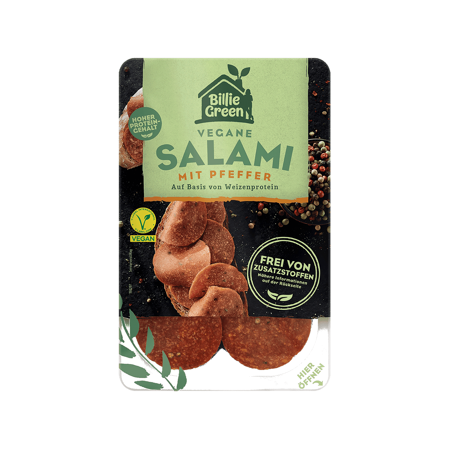 Vegane Salami mit Pfeffer, 70g