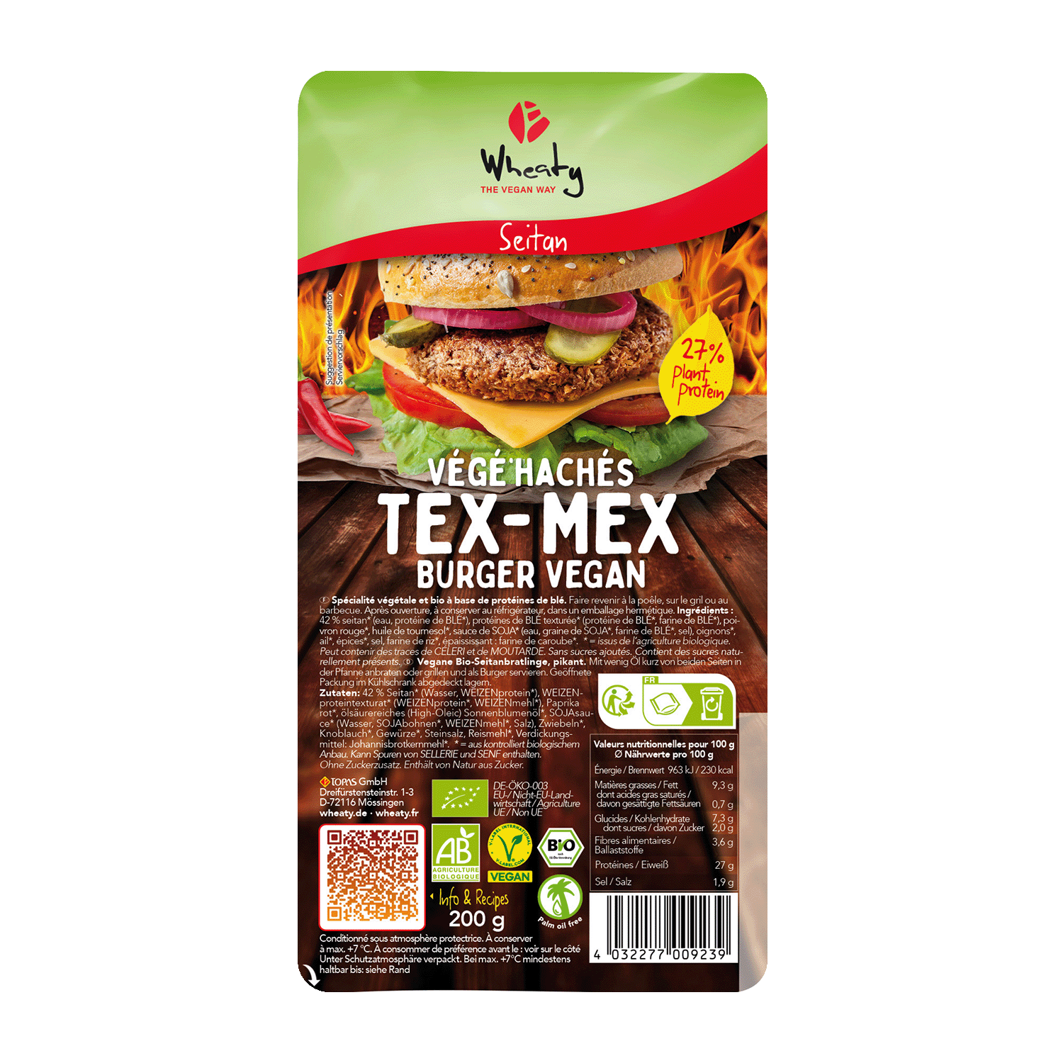Vegan Tex-Mex Burger, Organic, 200g