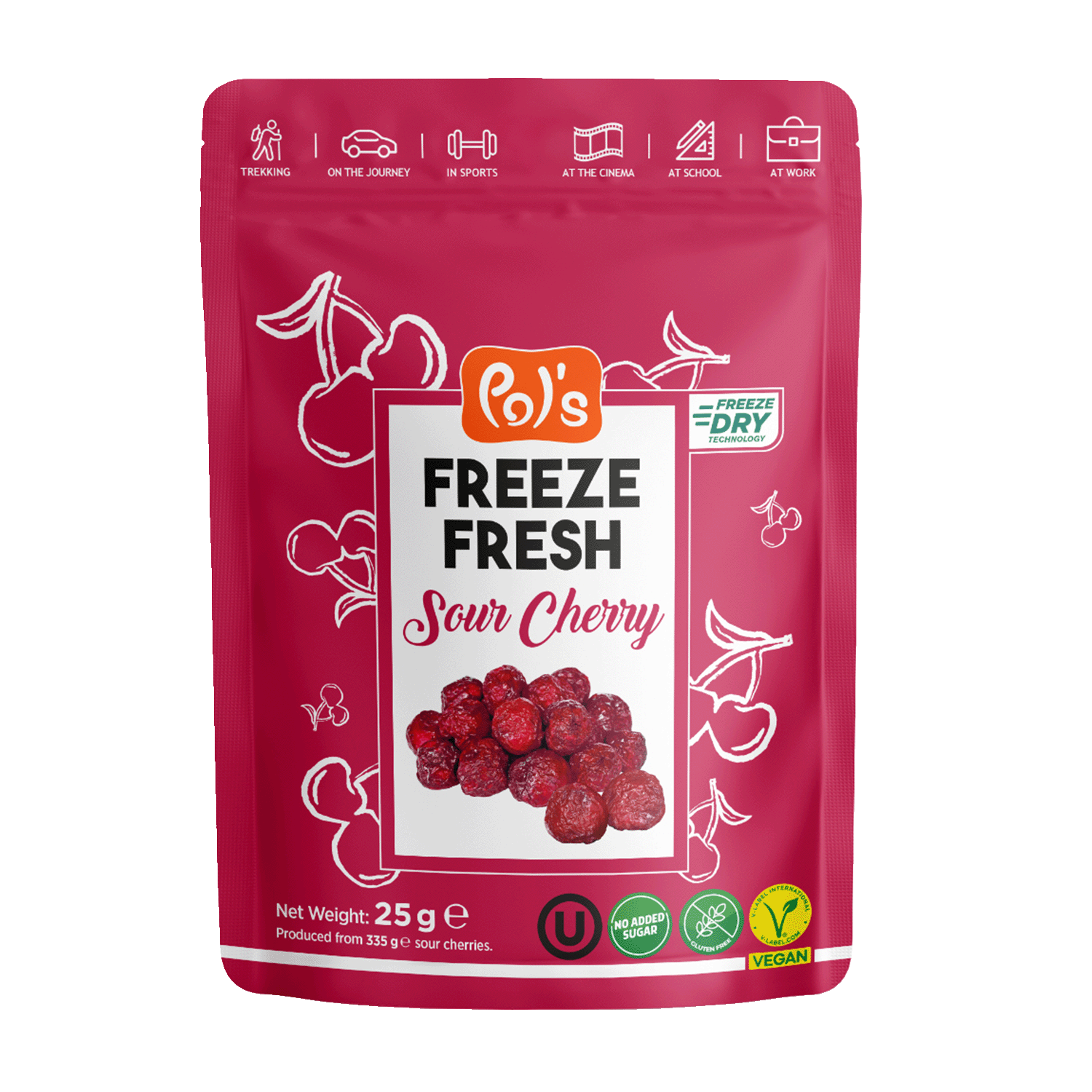 Gefriergetrocknete Sauerkirschen Fruchtchips, 25g