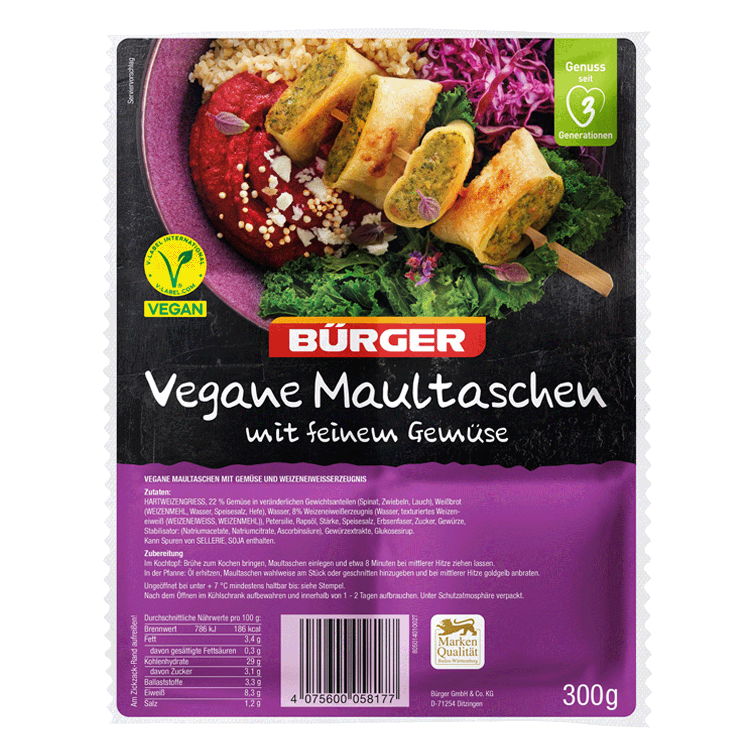 Vegane Maultaschen, 300g