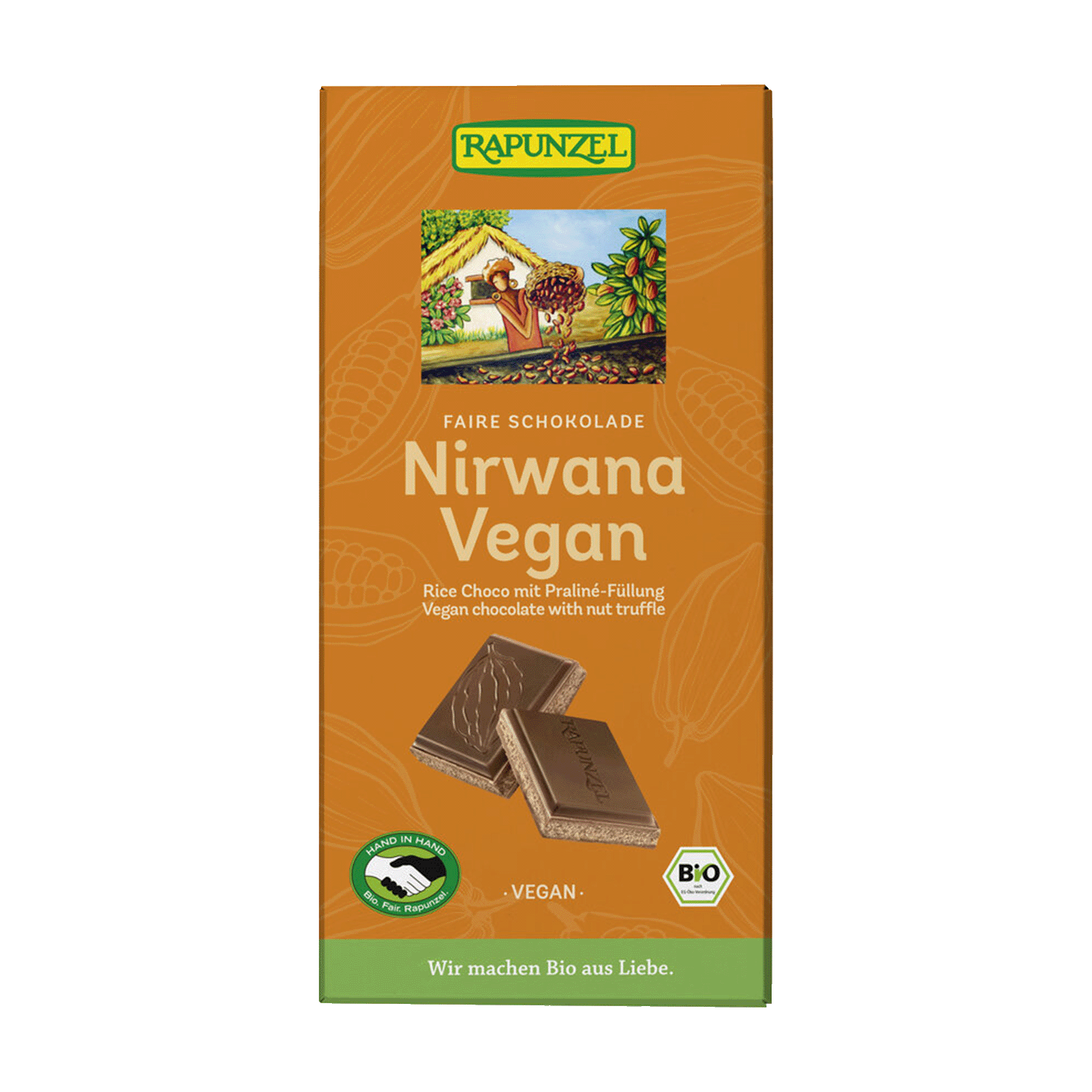 Nirwana Vegan mit Praliné-Füllung, BIO, 100g