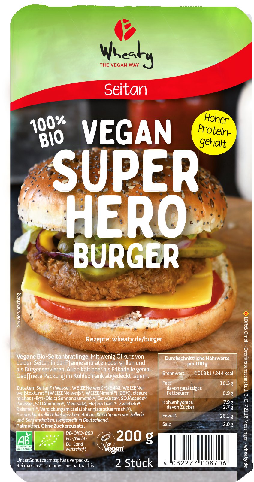 Vegan Superhero Burger, Organic, 200g