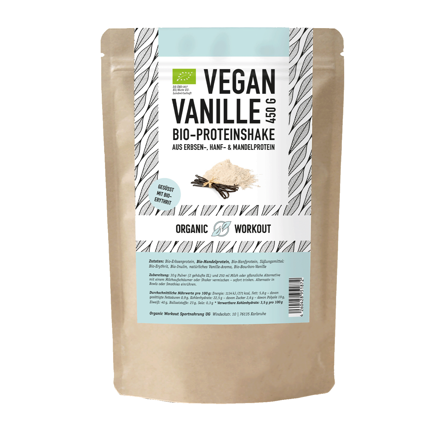 Vanille Proteinpulver vegan, BIO, 450g