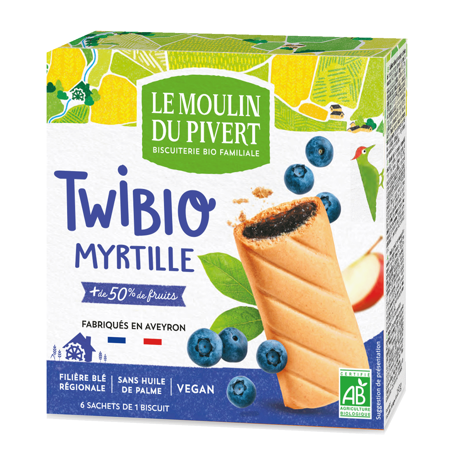 Twibio Biscuits With Blueberry Filling, Organic, 150g