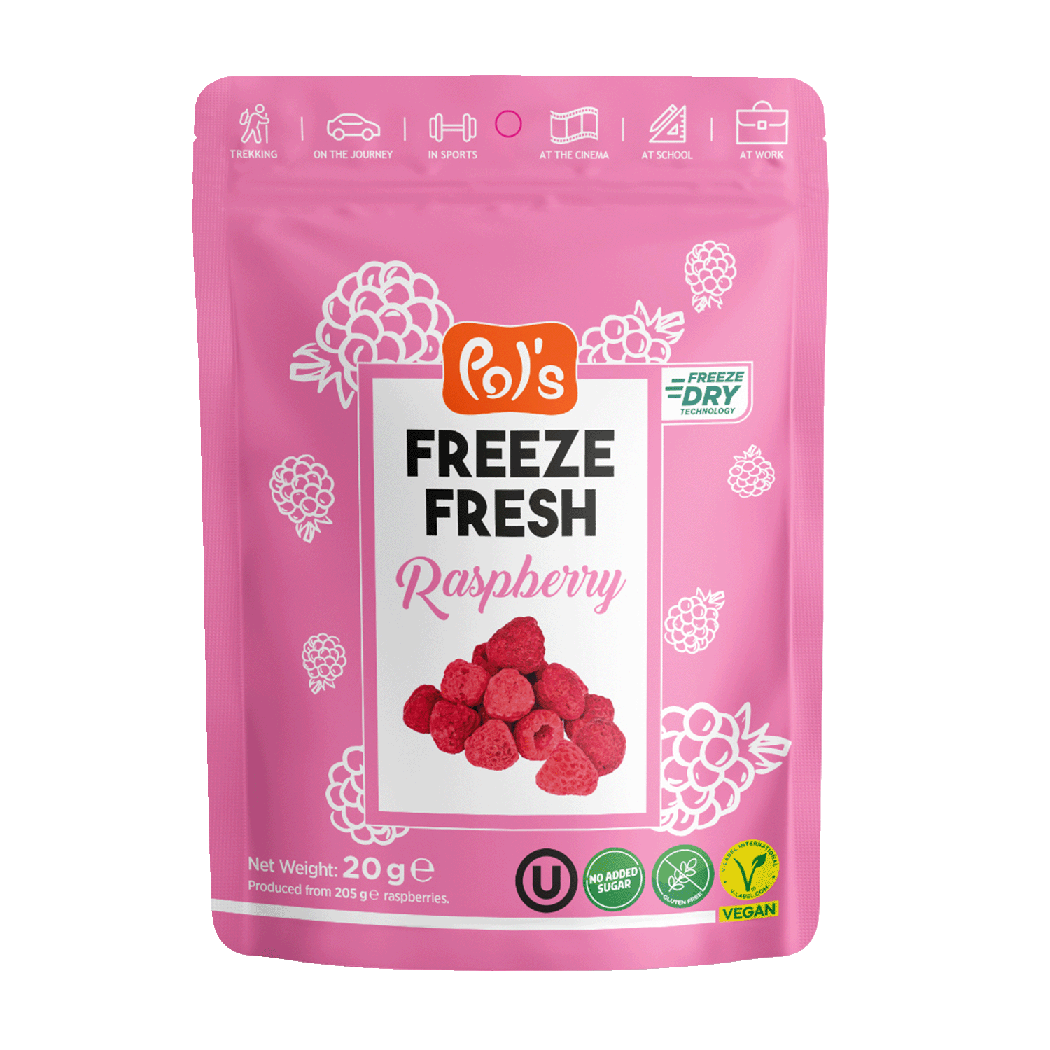 Gefriergetrocknete Himbeere Fruchtchips, 20g