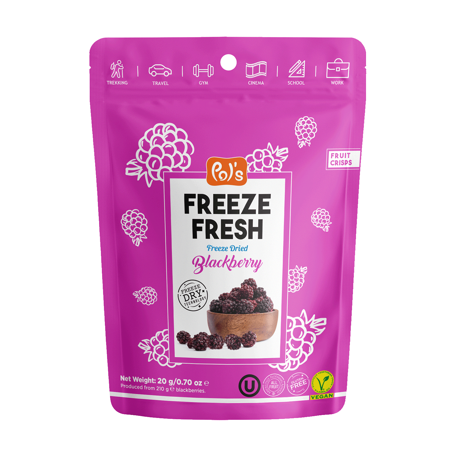 freeze-dried blackberry fruit chips, 20g