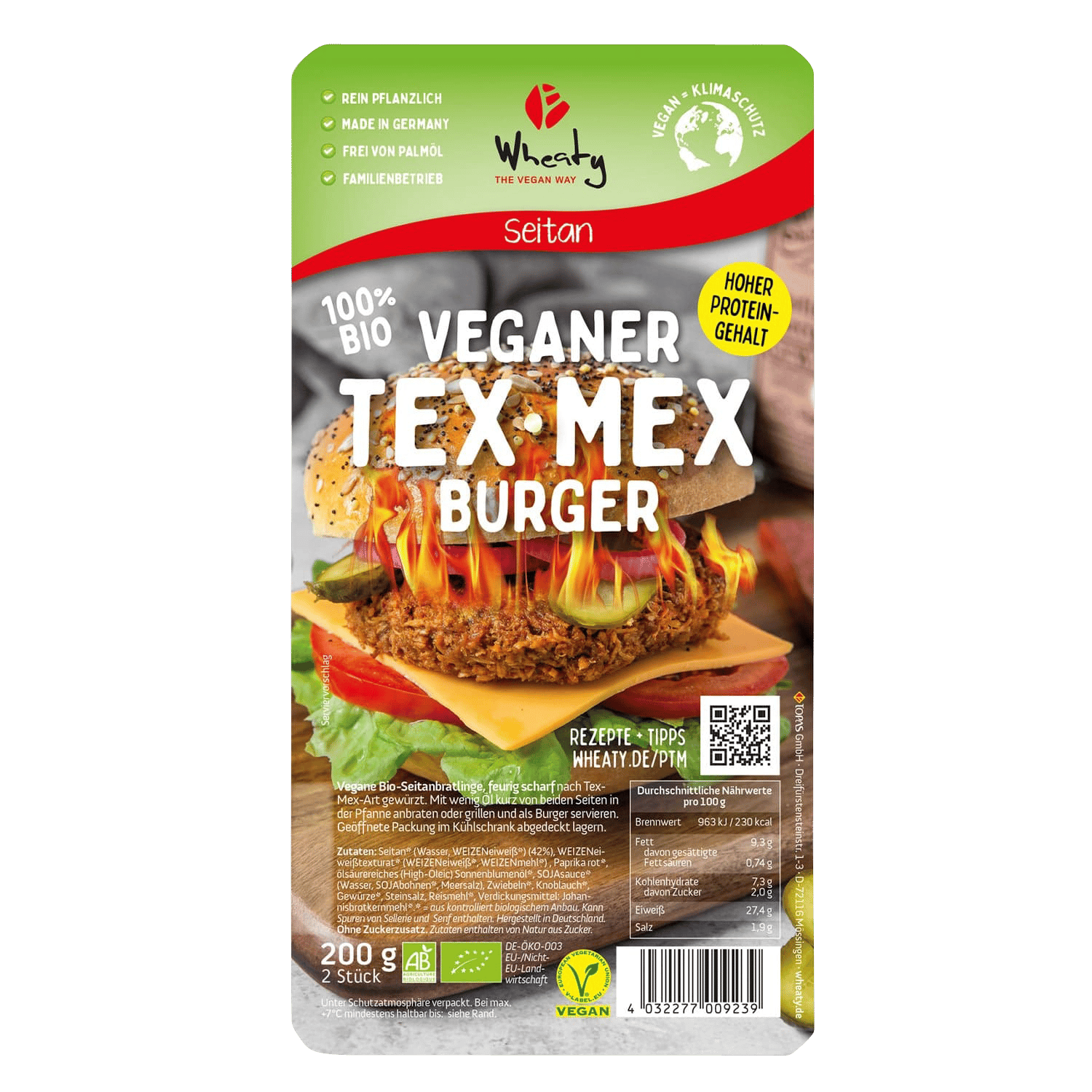 Vegan Tex-Mex Burger, Organic, 200g