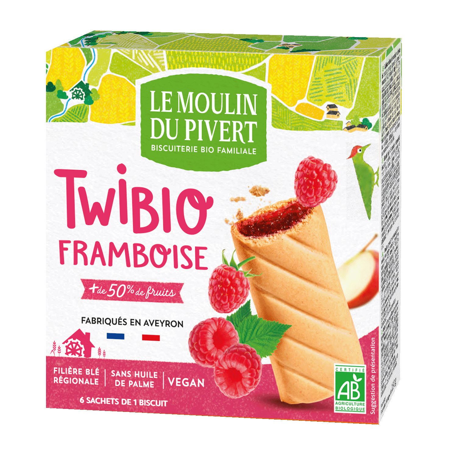 Twibio Biscuits With Raspberry Filling, Organic, 150g