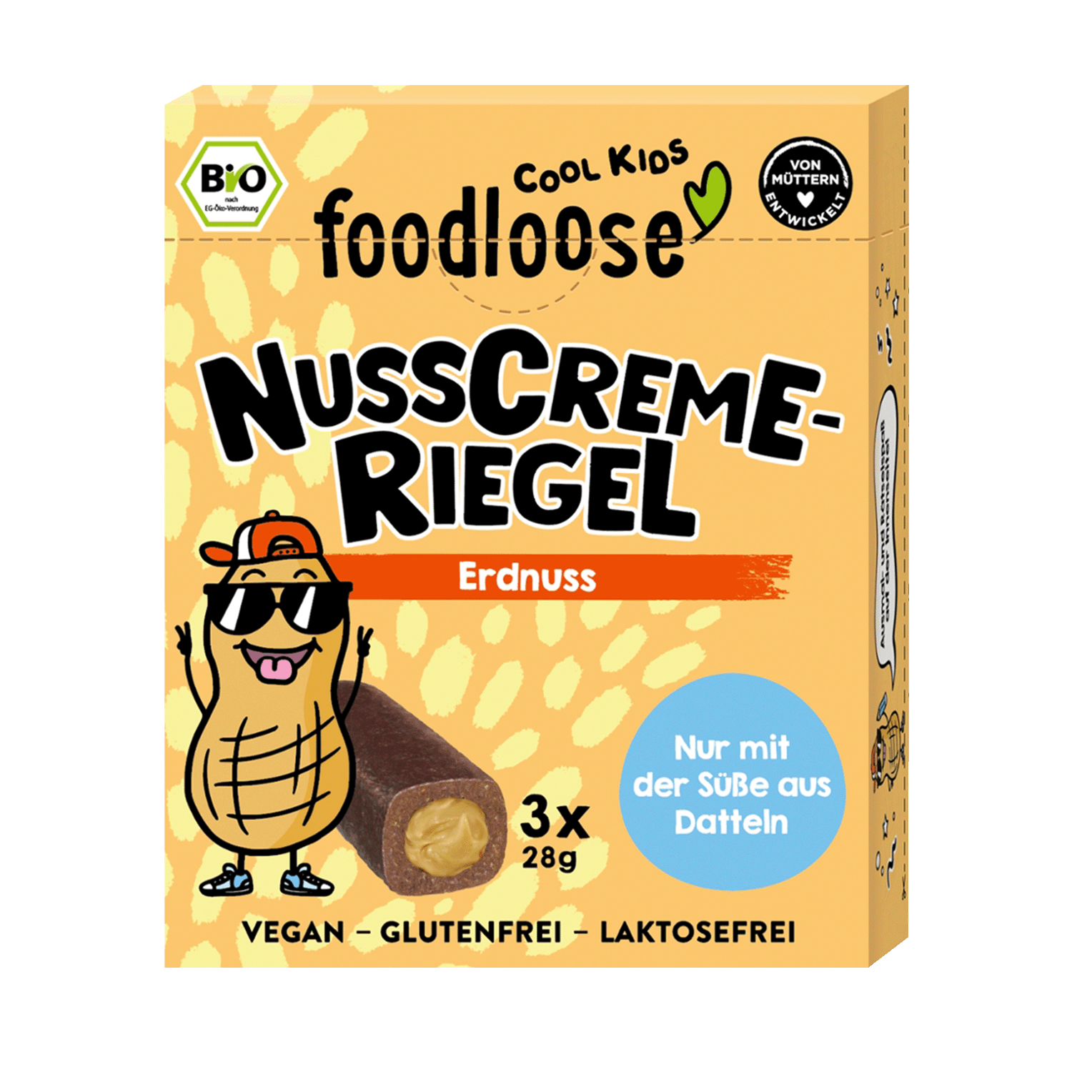 Nusscreme-Riegel mit Erdnussmus-Füllung, BIO, 84g