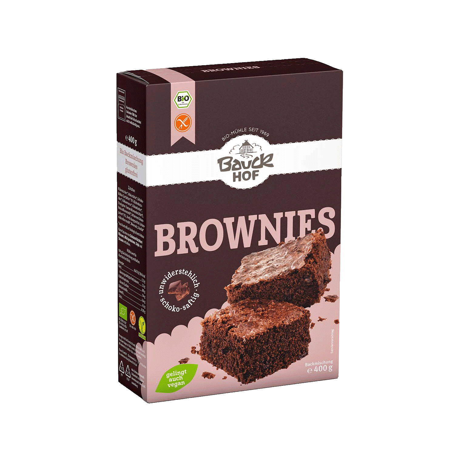 Brownies Backmischung, glutenfrei, BIO, 400g
